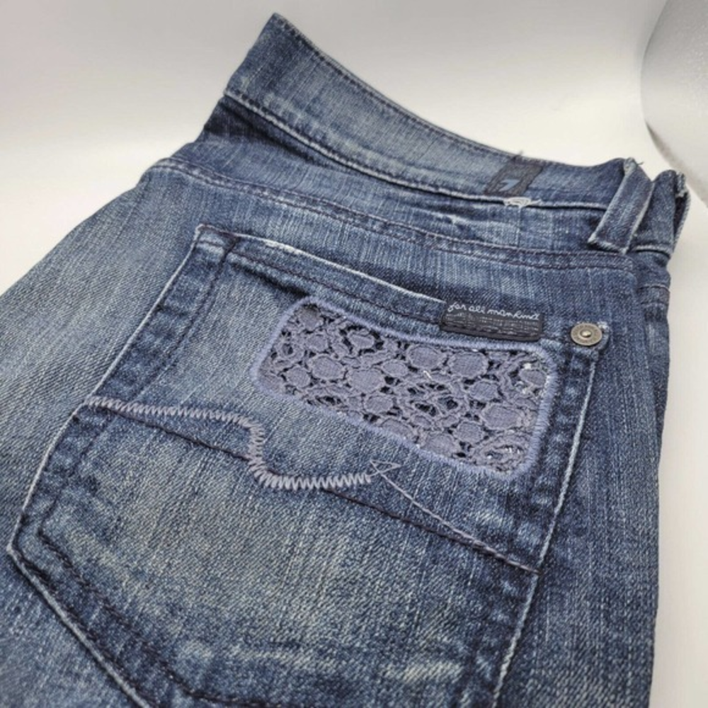 7 for all Mankind Crop Josefina Women's Sz 25 Blue‎ Jeans w/Embellishments